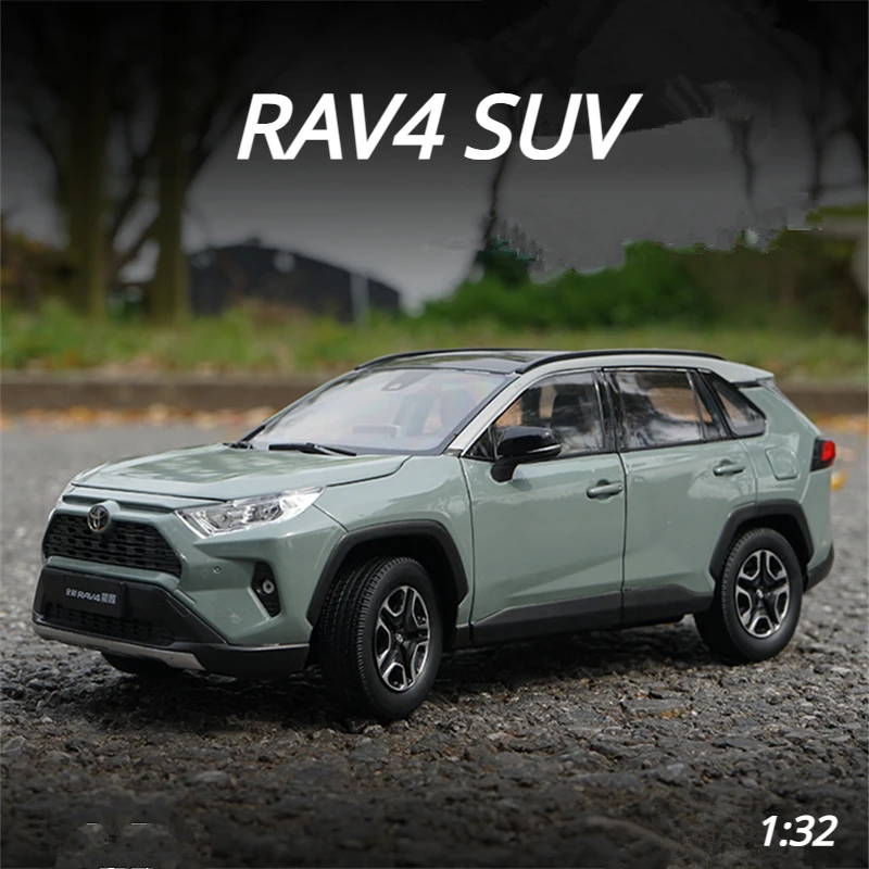 1:32 Toyota RAV4 SUV Alloy Car Model Diecasts Metal Vehicles Car Model Simulation Sound and Light Collection Childrens Toy Gift