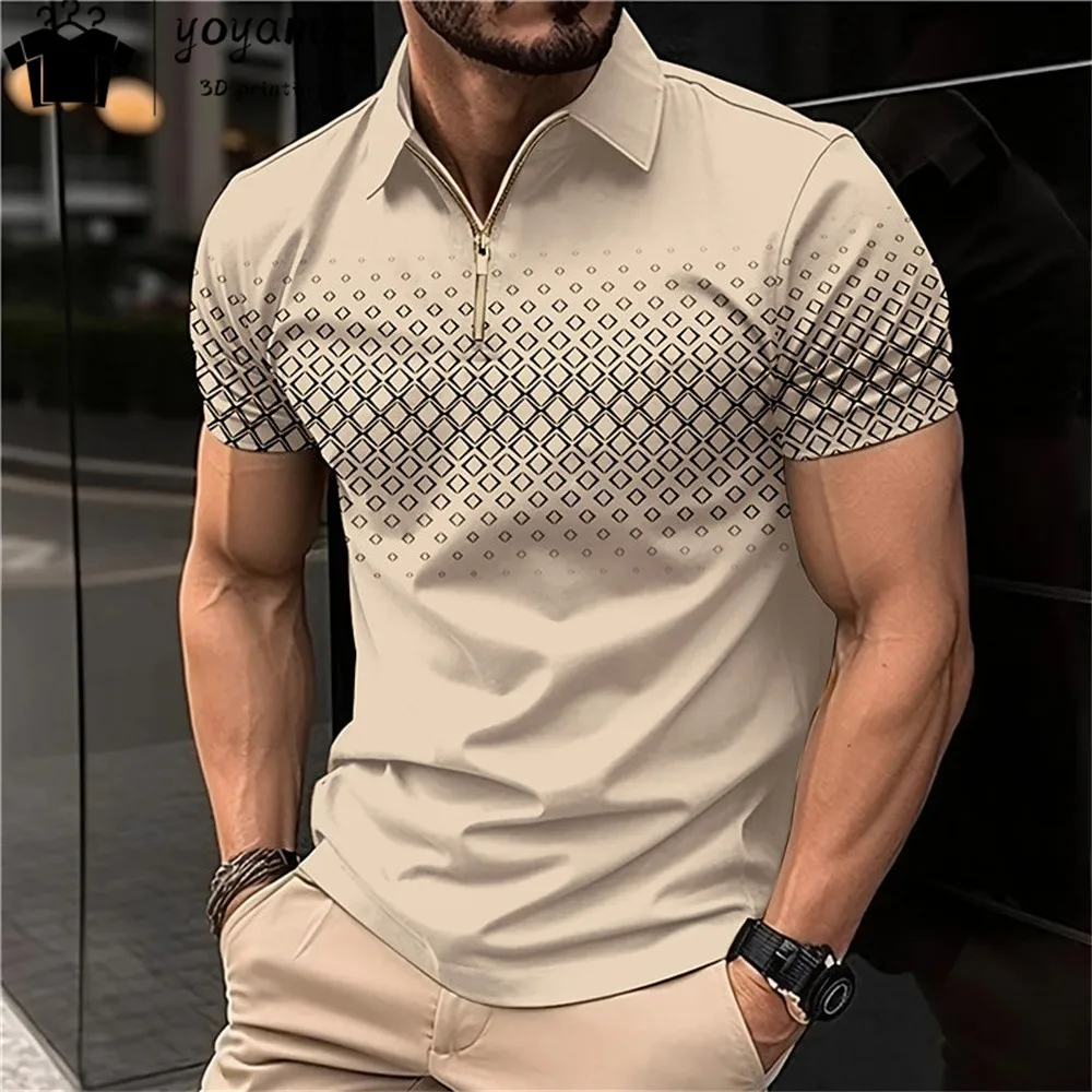 Nuova estate Polo da uomo risvolto a righe manica corta lettera stampata t-Shirt Polo moda Top t-Shirt manica corta da uomo