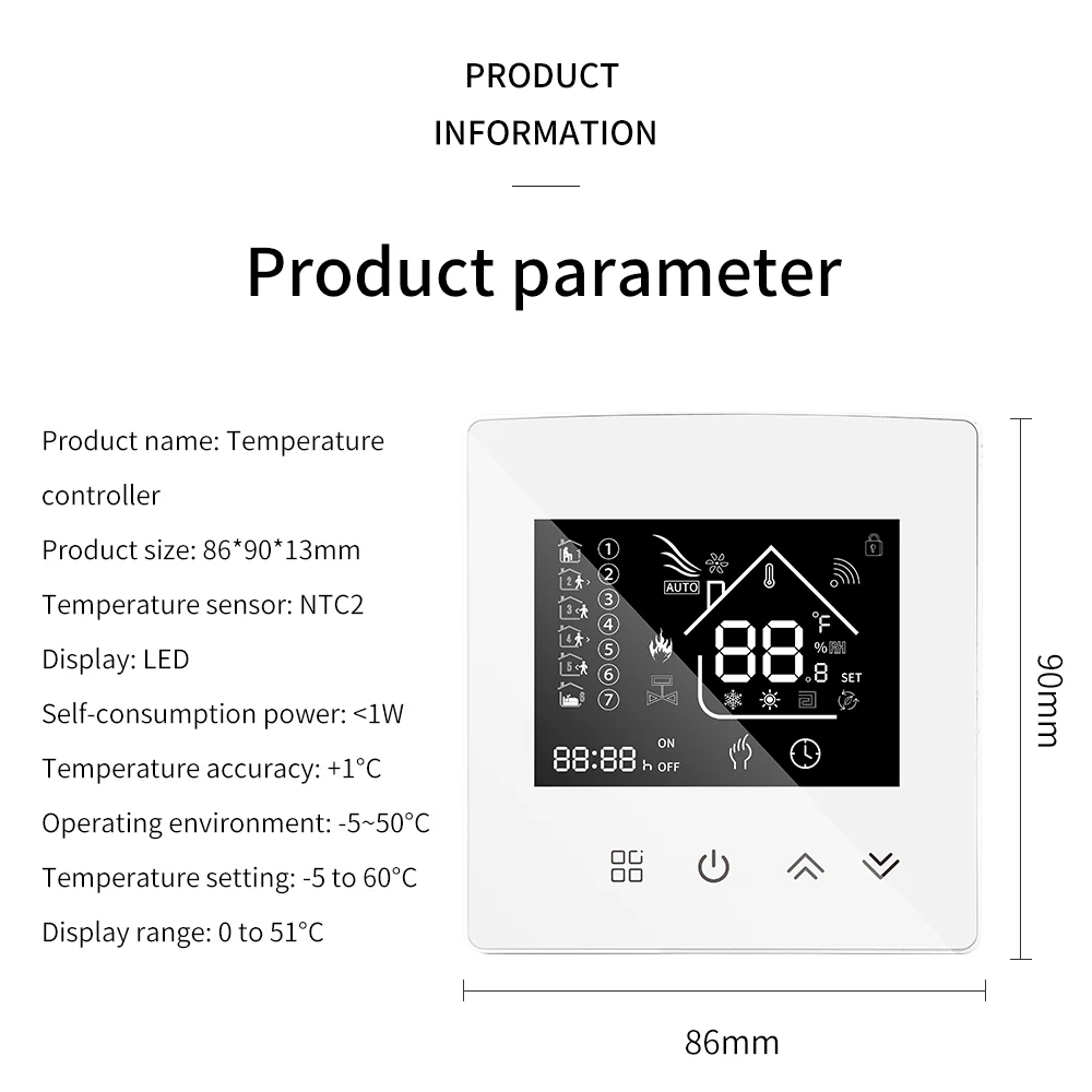 16A Thermostat For Underfloor Electric Heating Warm Floor Temperature Controller LCD Touch Screen Tuya Smart WiFi Thermostat