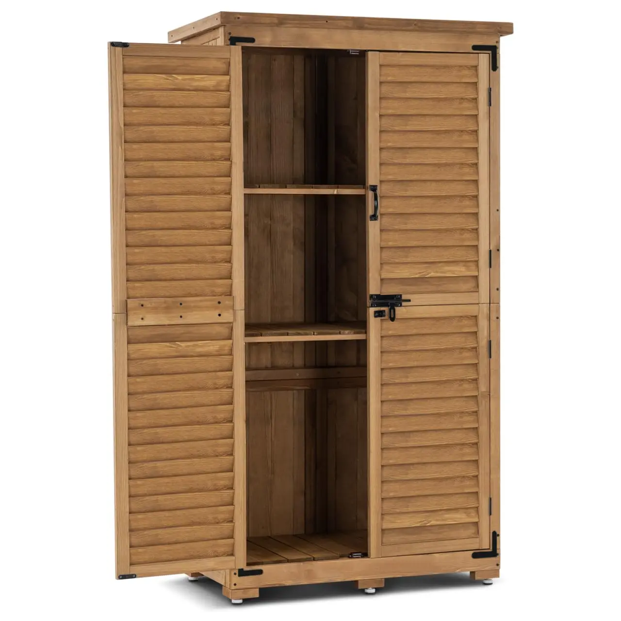 

63in Wood Outdoor Storage Cabinet with Lockers for Garden Patio Yard, Customized