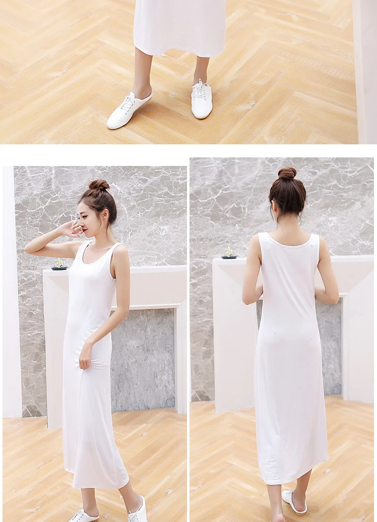 1 40 Momme Modal Sommer-Midikleid für Damen Ärmelloses Locker Sitzendes Tanktop-Kleid Lässiges Layering-Slip-Kleid – Detail 27