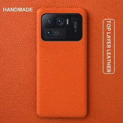 Business Phone Case For Xiaomi15 Pro 11TPro 11Lite 10T 13 Lychee Texture Genuine Leather Cover Back Etui Coque Shockproof Fundas