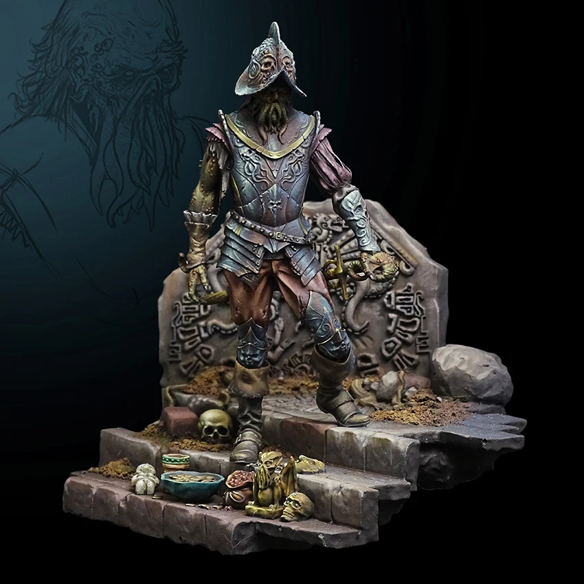 Resin soldier 1/24   ancient man warrior stand with base   Model Unassambled Unpainted  Figure Building Kit