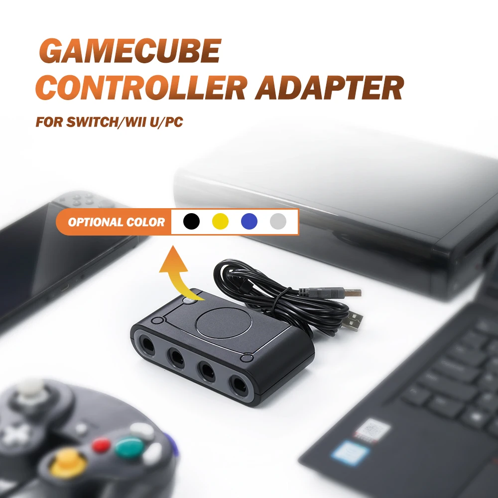 GC to Wii Adapter Compatible with Switch/Wii U/PC 4 Ports Control Converter Accessories USB Wired Remote Receiver