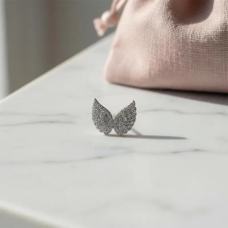 Heart Shaped Angel Wings Cross Earrings Fashion Ear Studs for Women Elegant Jewelry Accessory for Daily Wear