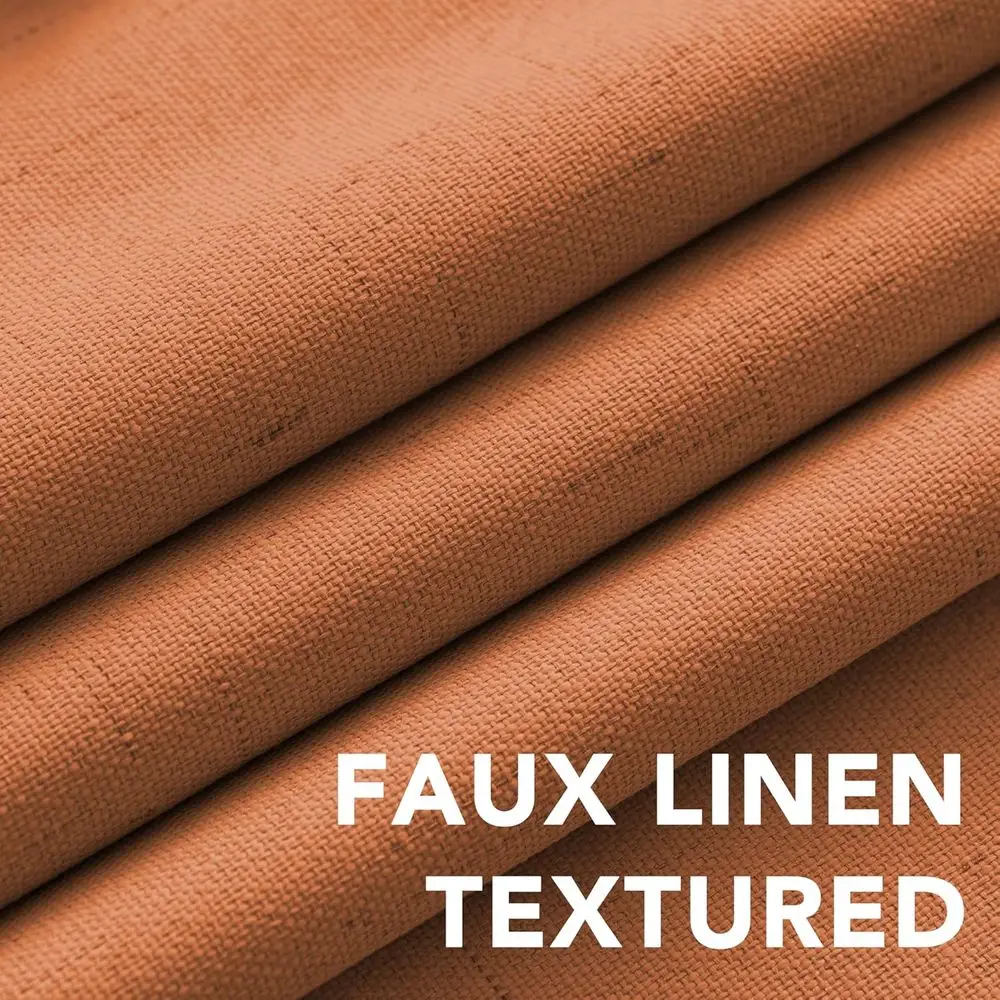 Thermoisolierte Vorhänge aus orangefarbenem Leinen, 52 x 96, Volllichtblock, 2-teiliges Set für Schlafzimmer und Wohnzimmer
