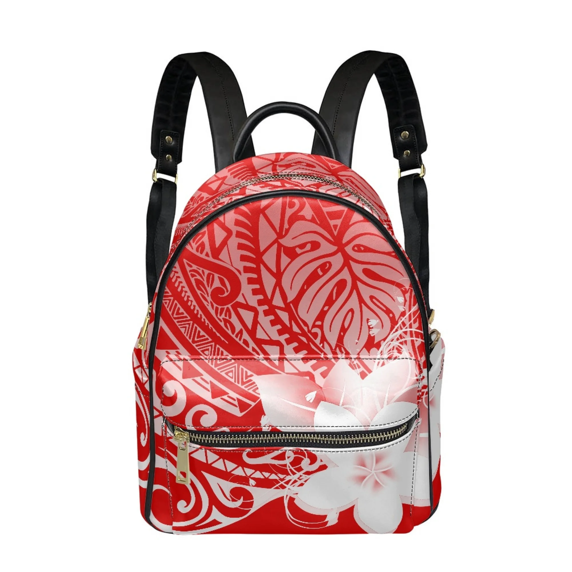 

Hawaii Pacific Islands Hibiscus Flower Frangeria Custom Polynesian Women'S Backpack PU Backpack 12 Inch Samoa Backpack