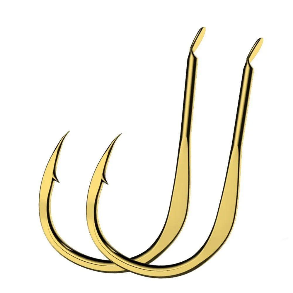 20Pcs/Pack Fish Tackle High Carbon Steel Golden Fishing Hooks Barbed Sharp Barbed Hook Flat Single Gold Fish Hooks Fishing Lover