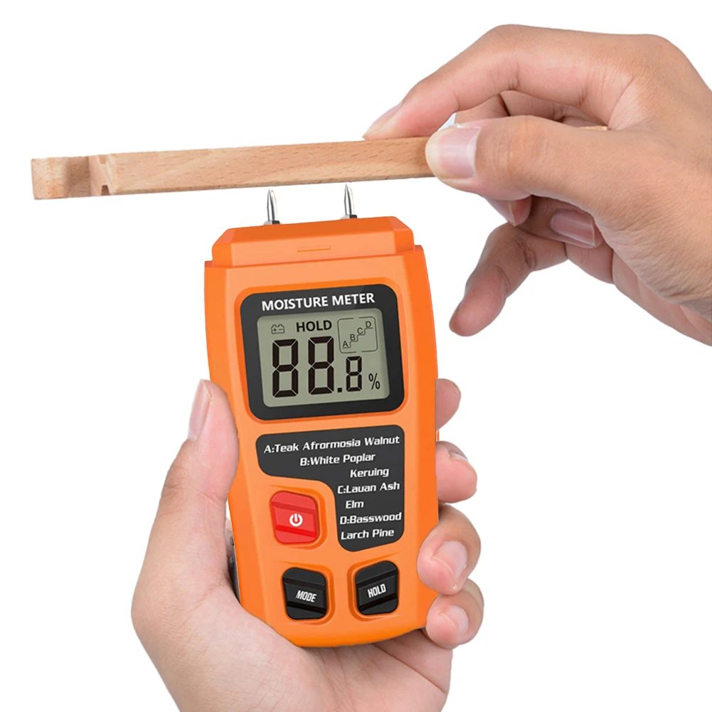 Digital Wood Moisture Meter Pin-Type Timber Damp Detector LCD Display Humidity Tester Accurate for Wood Firewood Paper Floor