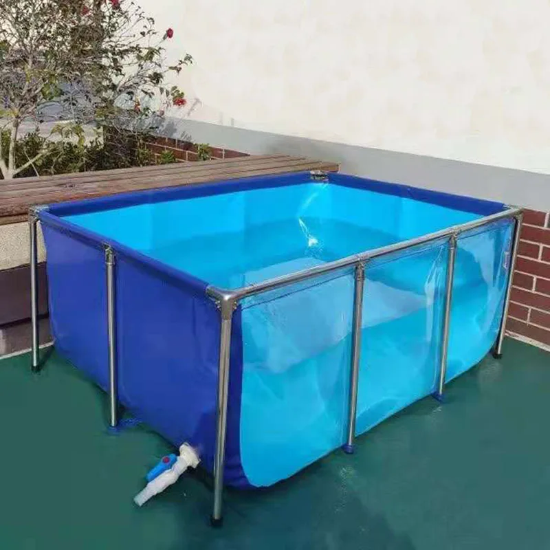 

a set Tarpaulin Aquarium Fish Tank Children's Swimming Pool Water Pond+High Strength Stainless Steel Bracket Upgrade Type