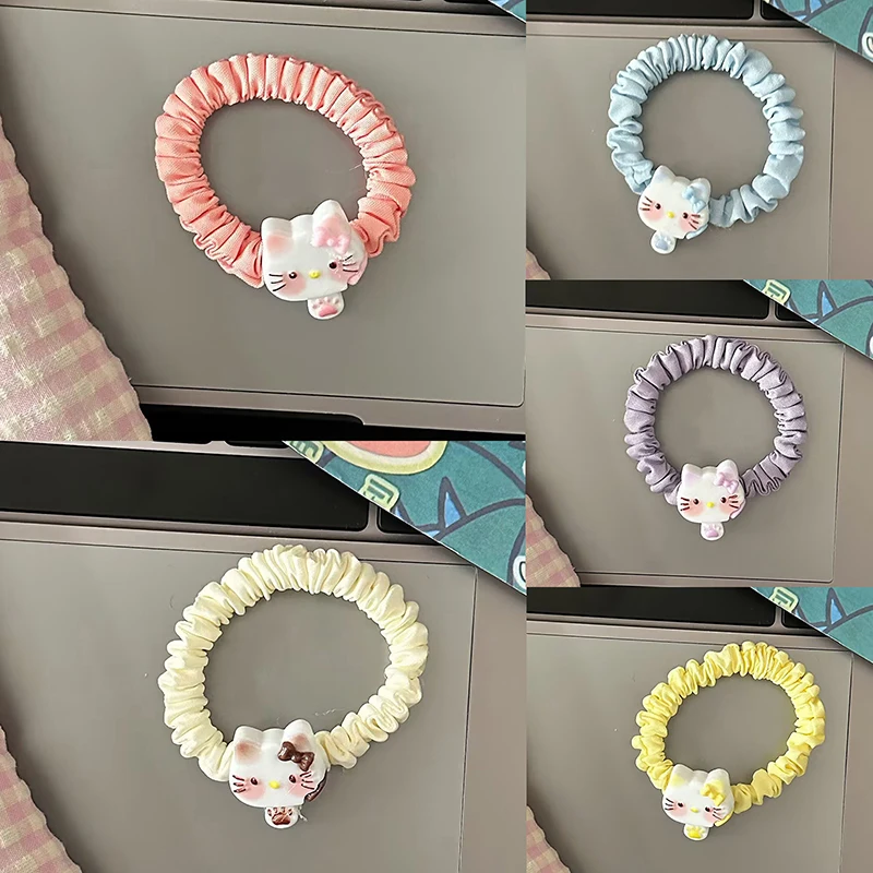 Kawaii Candy Color KT Cat Hair Clip Cute Cartoon Hairpin Lovely Hair Clips Hair Rope For Women Girls Sweet Hair Accessories Gift