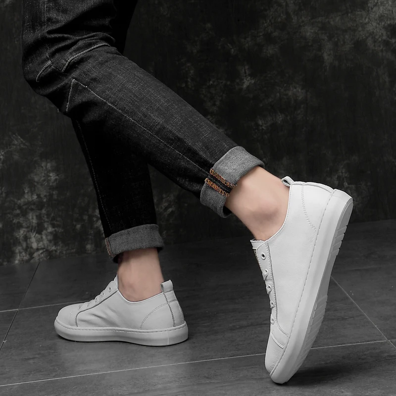 Men Casual Shoes genuine leather fashion Spring Autumn Trend Sneakers outdoor Leisure Flat Shoes men oxfords white shoes for men