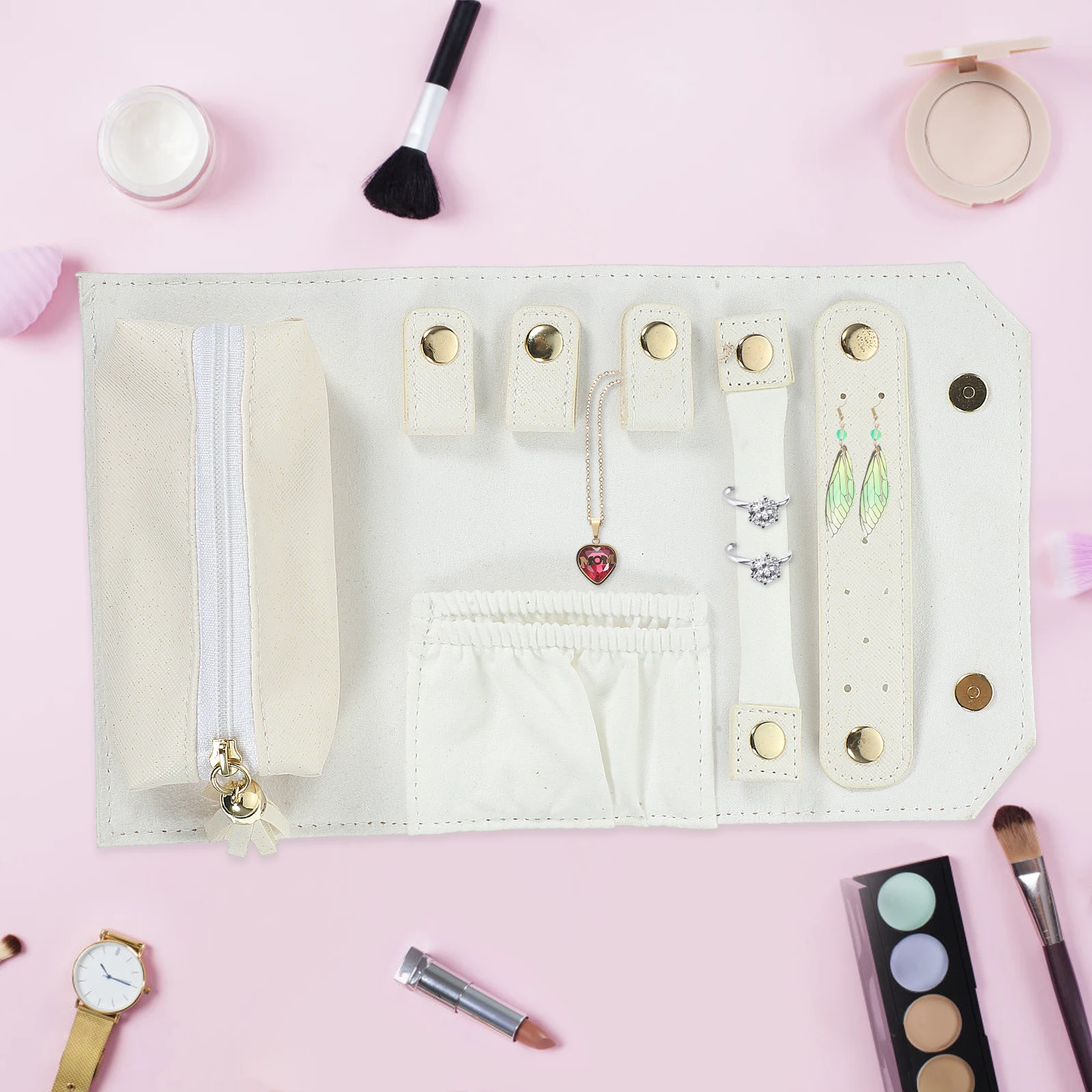 

Jewelry Storage Bag Small Compact Pouch for Traveling Organizer Foldable Bags Glitter Powder