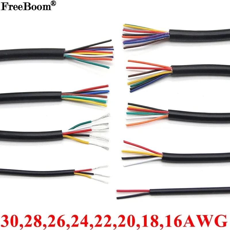 2/5/10M 28 26 24 22 20 18 16 AWG UL2464 Sheathed Wire Cable Copper Signal Cable 2 3 4 5 6 7 8 10 Core Electronic Audio Wire