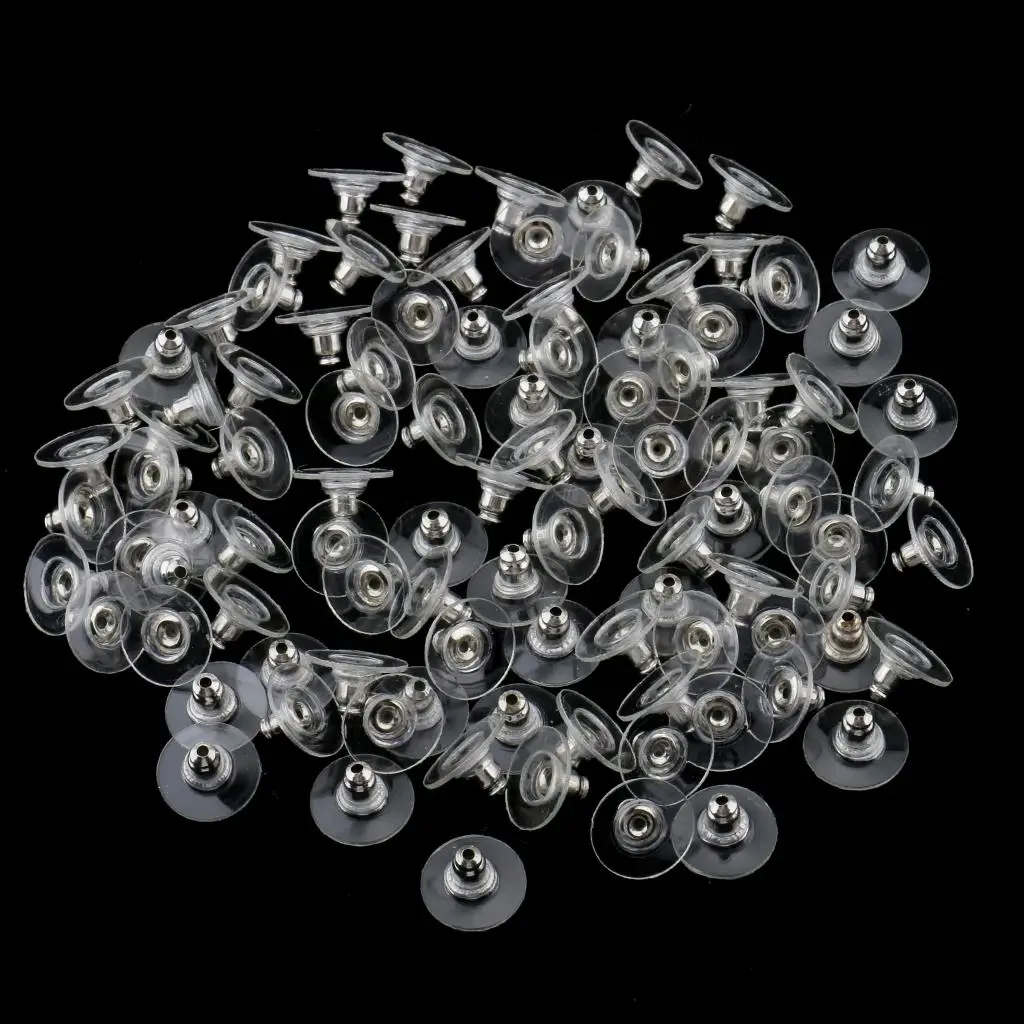 100Pcs Transparent Plastic Earring Stopper Delivers Earring Detections