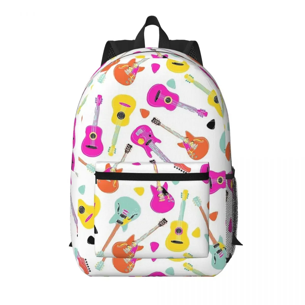 Colorful Acoustic And Electric Guitars Student Backpack School Bag Hiking Travel Daypack for Boys Girls Bookbag Shoulder Bags