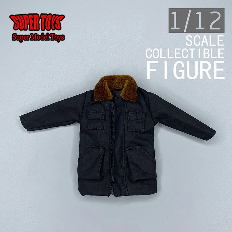 In Stock 1/12 Scale Male Soldier Fashion Winter Overcoat With Zipper And Fur Collar Accessory For 6 Inches Action Figure Body