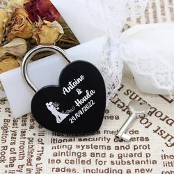 Personalised Love Padlock Engraved Travel Bridge Heart Padlock with Key Wedding Favors Engagement  Anniversary Customized Gift