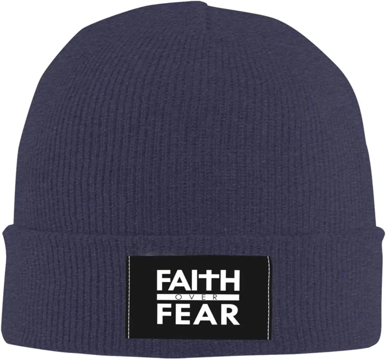 Faith Over Fear Bible Verse Christian Beanie Hat for Men Women Acrylic Hat Winter Soft Cozy Warm Stretch Thick Trendy Knit Cap