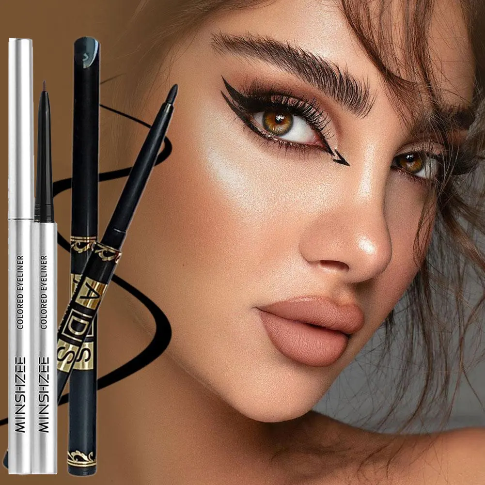 قلم كحل قلم تحديد العيون جل مقاوم للماء والعرق قلم كحل أسود ناعم أسود طويل الأمد لمستحضرات التجميل