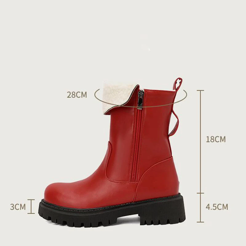 

ORCHA LISA Fashion shoes Brand Girls' Ankle Boots Round Toe 4.5cm Block Heel 3cm Platform Zipper Plus Size 41-43 Classic Daily
