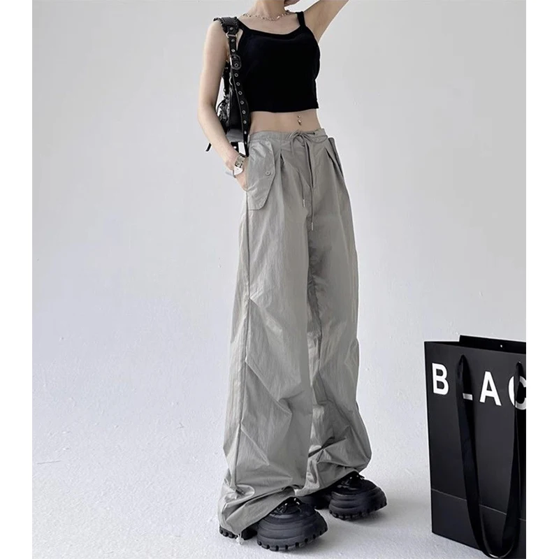 

MEXZT Y2K Cargo Pants Women Oversized Sweatpants Streetwear High Waist Wide Leg Joggers Harajuku Folds Baggy Sports Trousers New