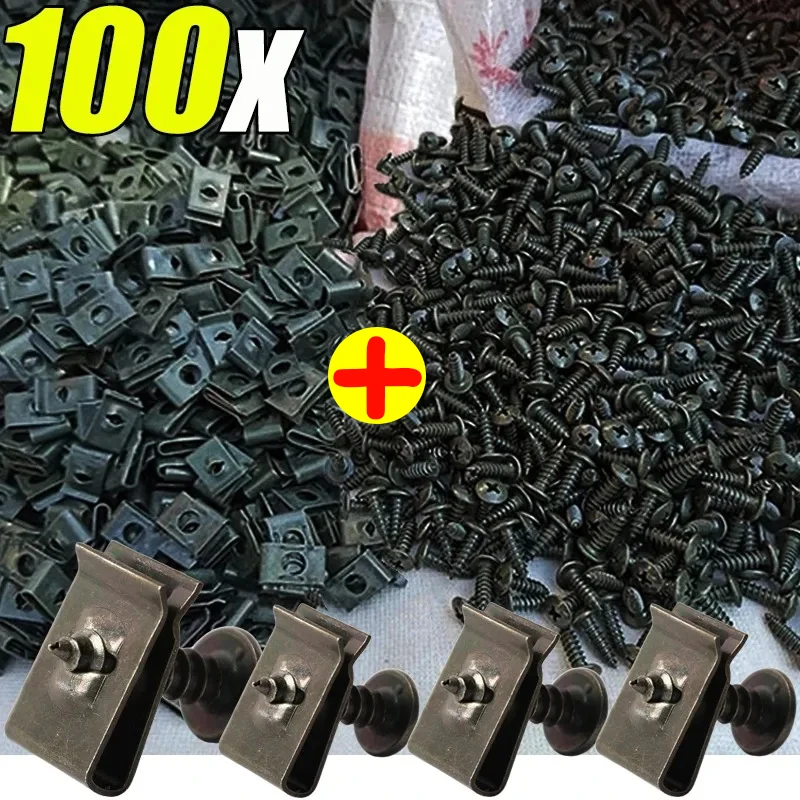 Metal Self-Tapping Screw Fastener Clip Car Conversion Clip Fender Bumper Protection Clips U Type with Screw Buckle Iron Piece