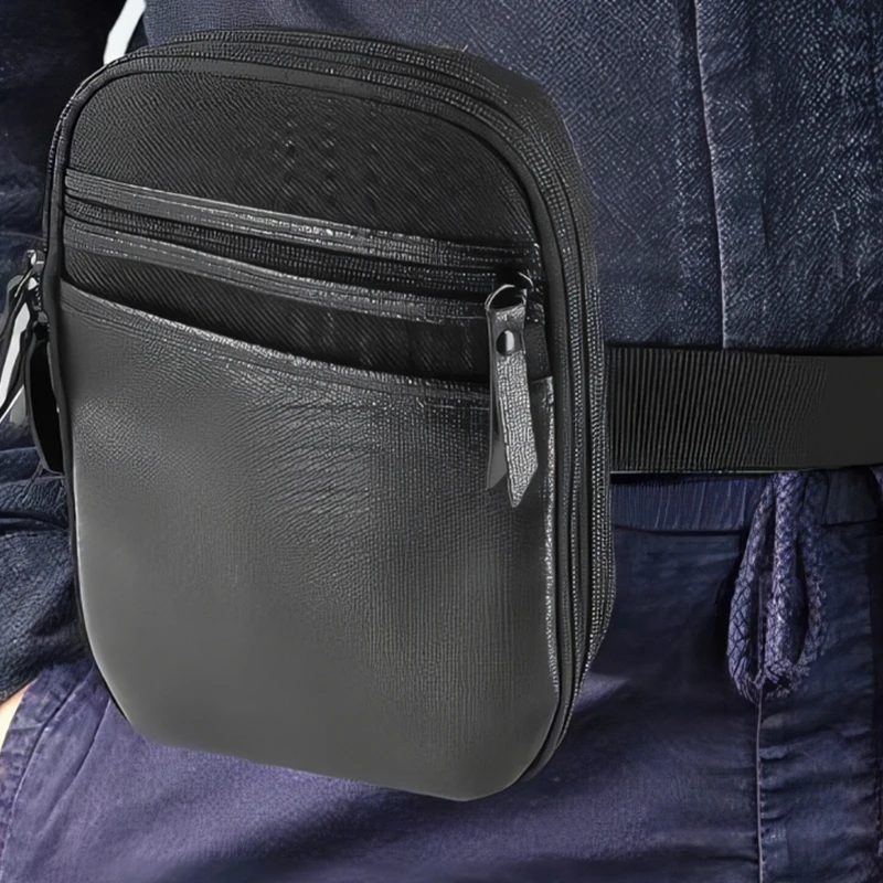 Waterproof Waist Bag for Man Male PU Leather Crossbody Bag Tacticals Chest Bag Militaries Shoulder Bag Casual Belt Bag