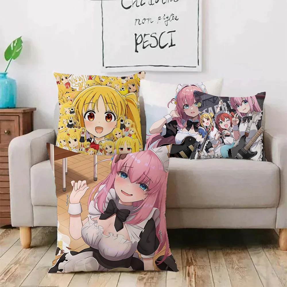 Pillow Covers Cartoon BOCCHI THE ROCK Sofa Decorative Home Double-sided Printing Short Plush Cute Cushion Cover