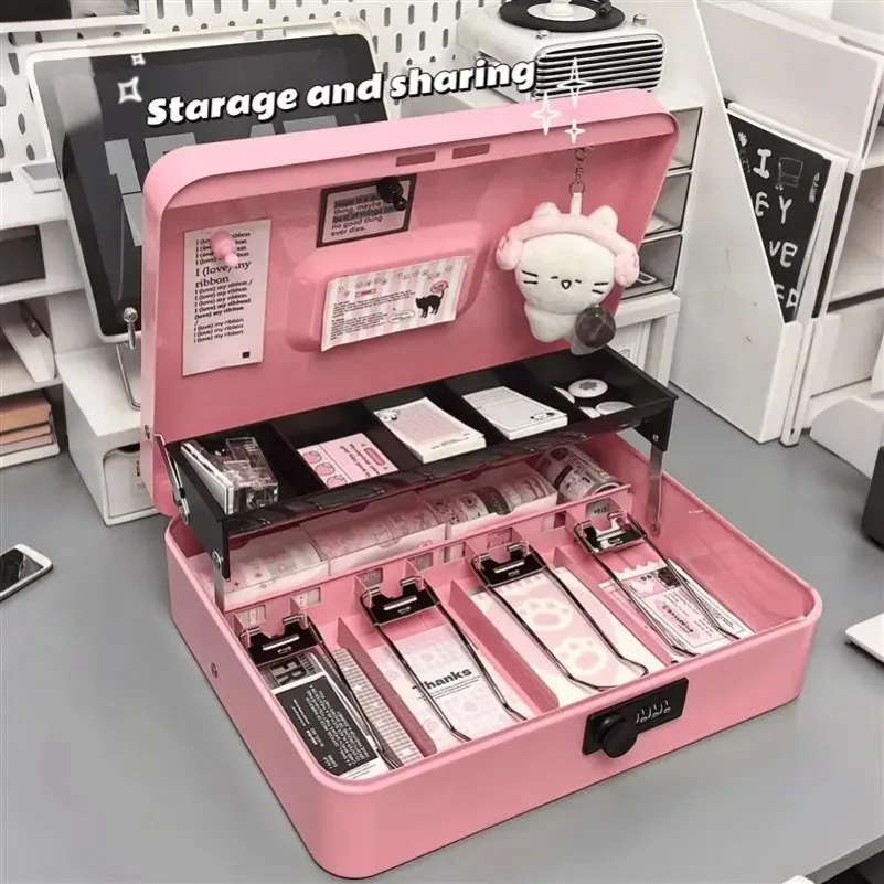 

Настольный ящик для хранения большой емкости, банка для денег, ящик для ключей/кодов, детский домашний органайзер, декоративный железный органайзер для хранения