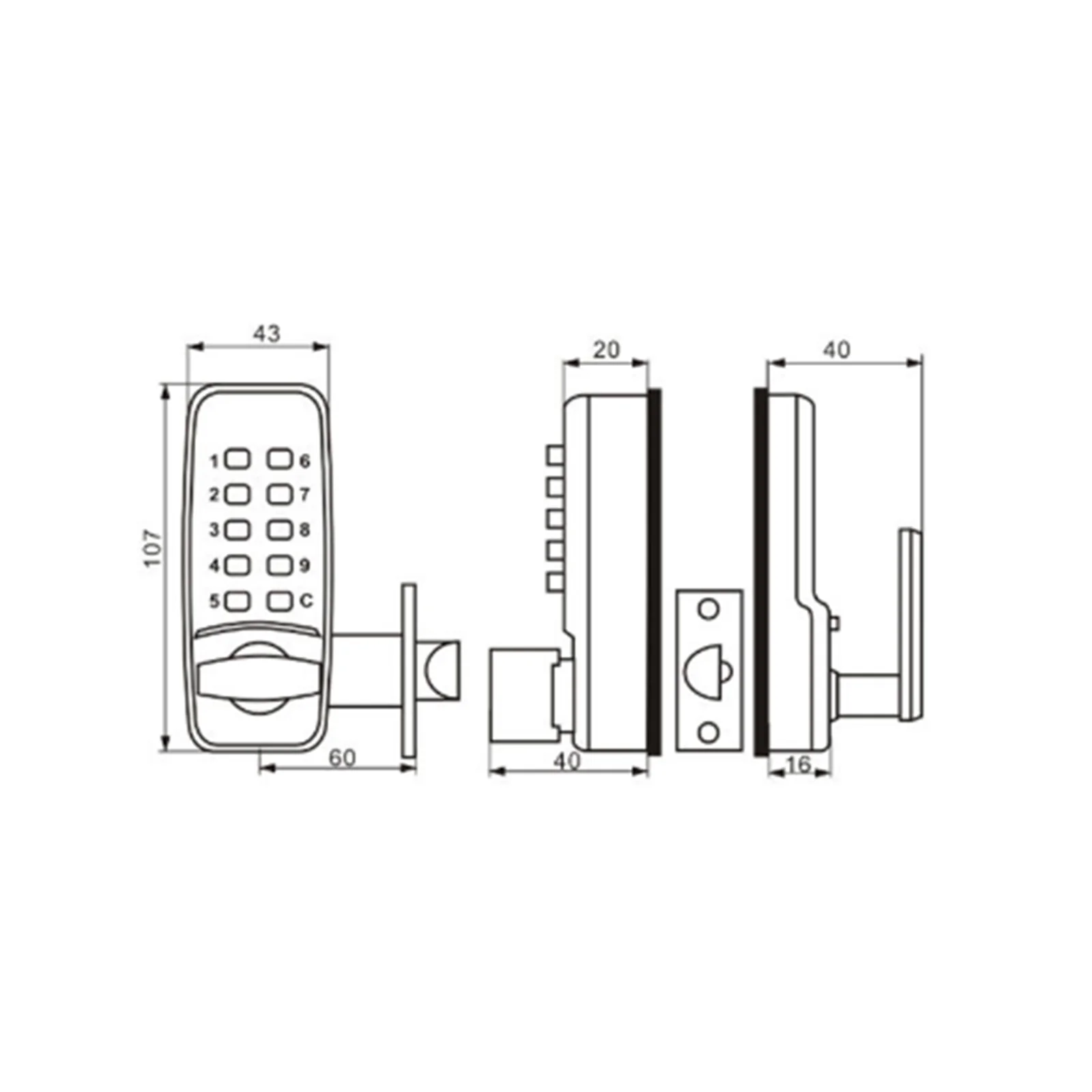 Mechanical Door Lock Keyless Knob Keypad Digital Code Password Entry Combination