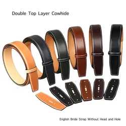 Luxury Full Grain Vegetable Tanned Bridle Leather Belt Blank Material Hand Sewing Craft DIY 34mm / 38mm Width Belt Making