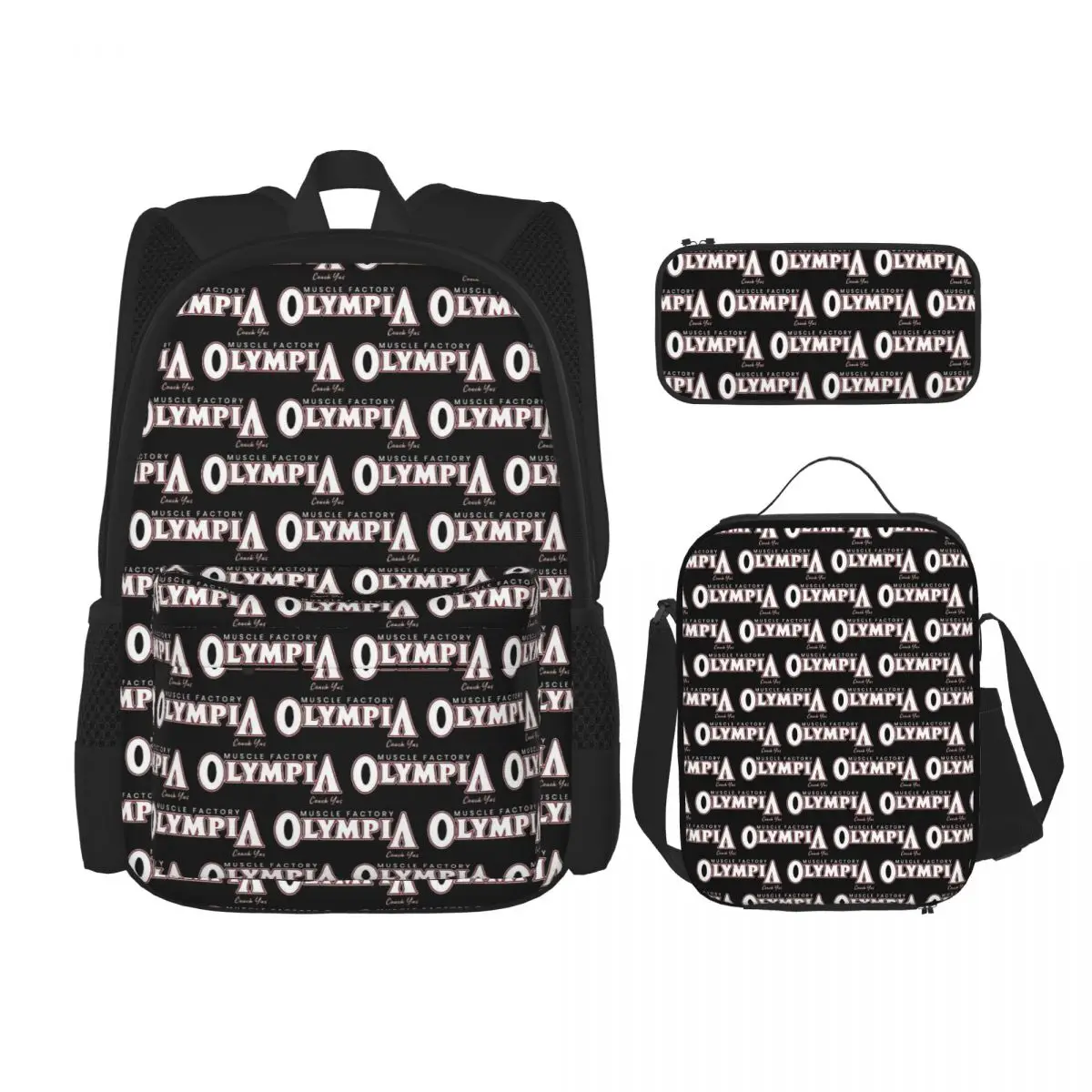 Future Mr OLYMPIA Motivations Backpacks Children Bookbag School Bags Rucksack Lunch Bag Pen Bag Three-Piece Set