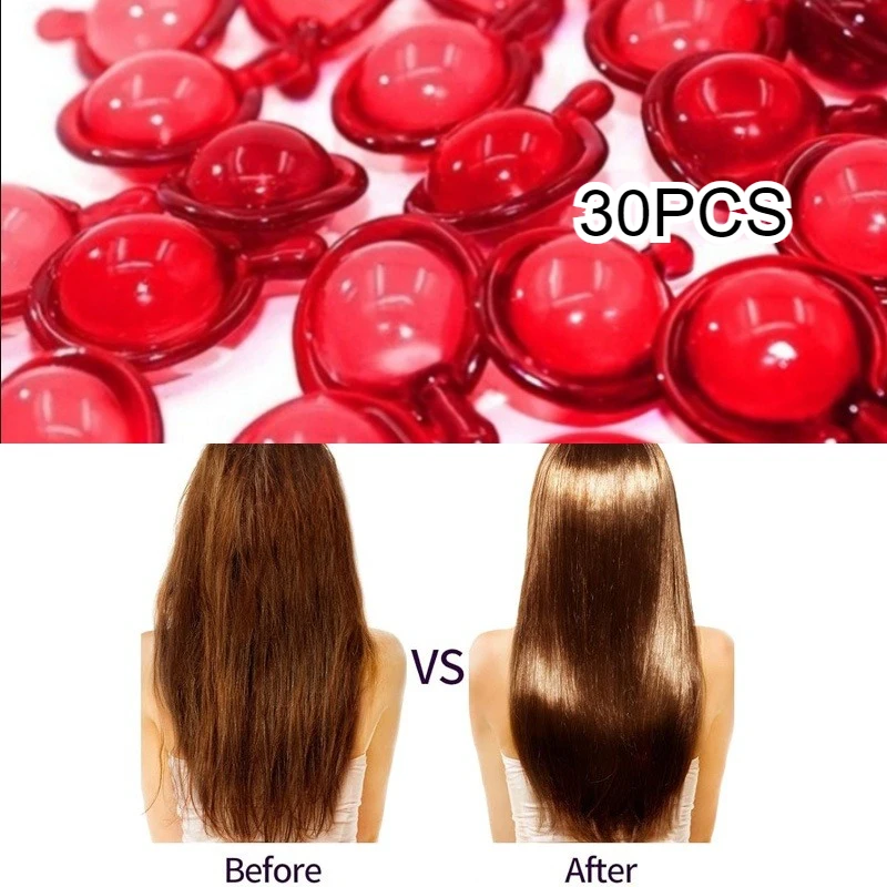 

30pcs/bag Moroccan Hair Oil Smooth Silky Hair Vitamin Capsules Keratin Complex Oil Hair Care Repair Damaged Serum Anti-Loss Sets