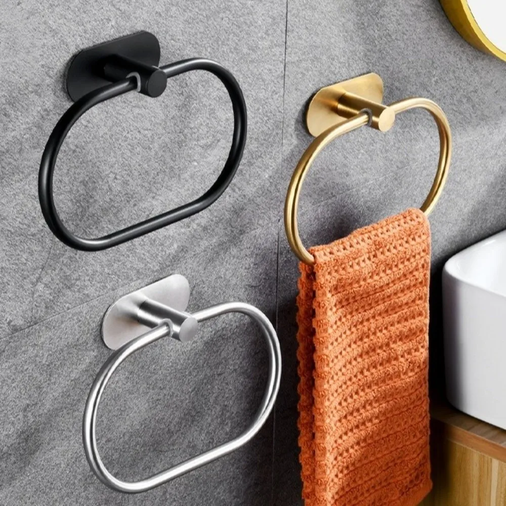 

Крючок для полотенец из нержавеющей стали, настенный сверхмощный держатель для полотенец для рук, прочный клей, устойчивый к коррозии, кольцо для вешалки для полотенец
