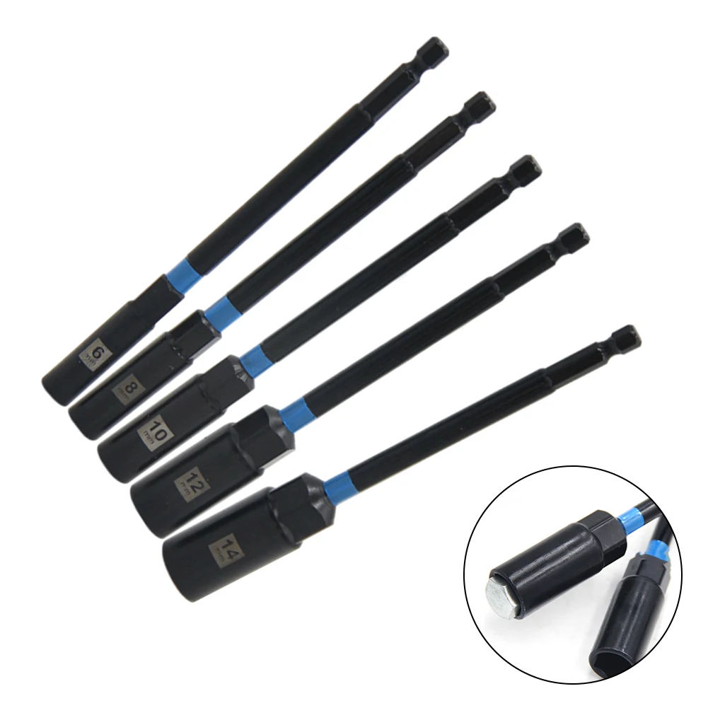 

1PC/5PC 6-14mm Socket Adapter Steel Hex Nut Driver Drill Bit Adapter For Electric Screwdrivers Socket Wrench Extension Sleeve