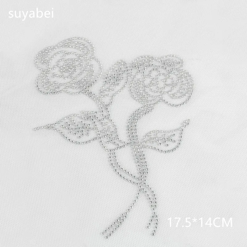 

2 шт./лот, нашивки-аппликации с цветочным мотивом из страз, термоклеевые, для одежды, дизайн с камнями, стразовая аппликация