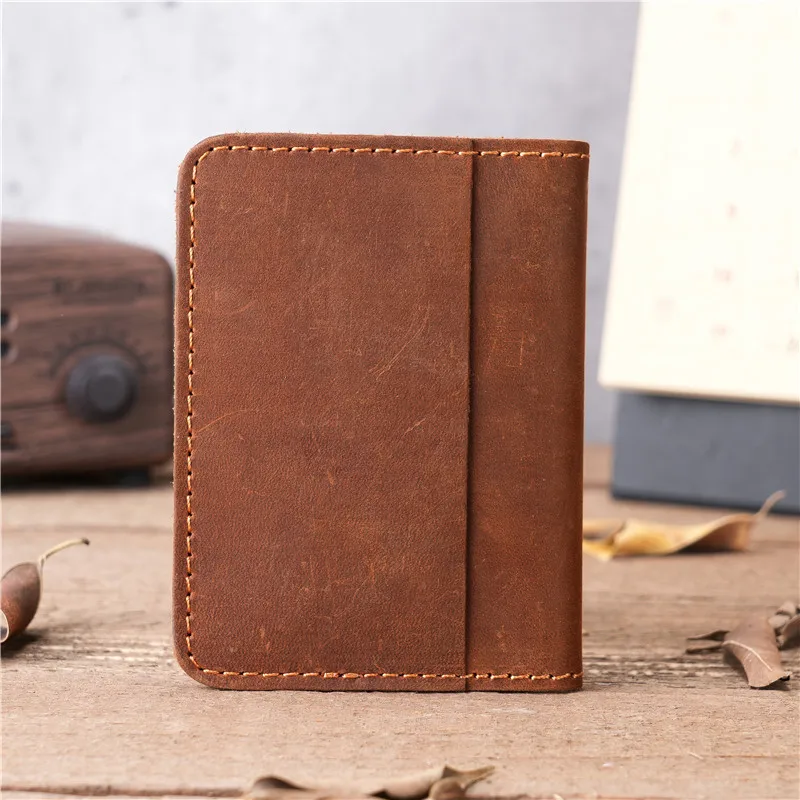 Minimalist Cowhide Full Grain Leather Slim Wallet for Men - Front Pocket Card Holder for ID, License & Credit Cards