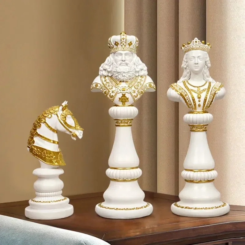 30cm International Chess Figurines for Interior King Queen Knight Chess Statue Board Chessmen Home Deaktop Decoration