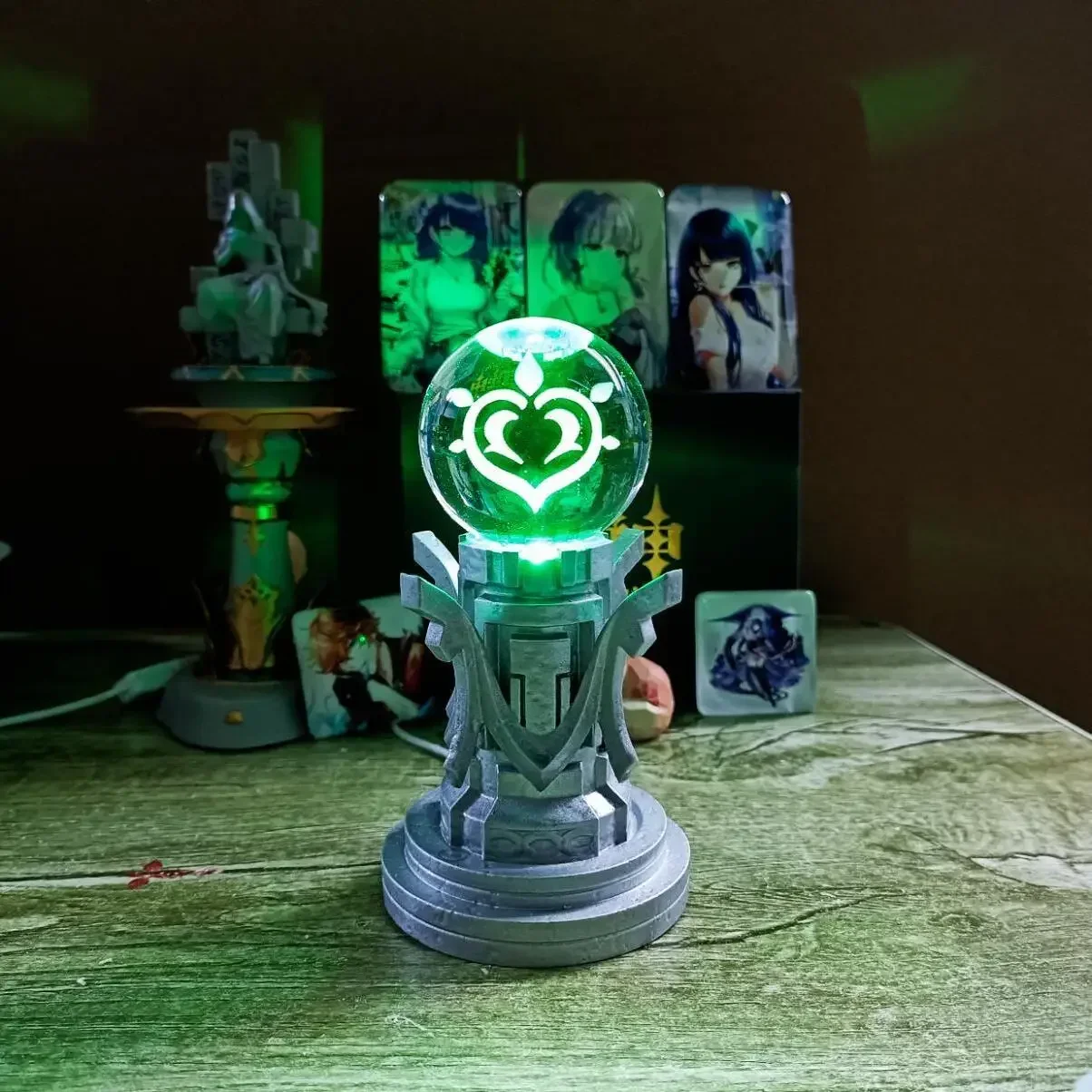 Genshin Impact Anime Game Peripherals Element Monument Vision Phenolic Epoxy Resin Crystal Ball Seven Elements Small Night Light