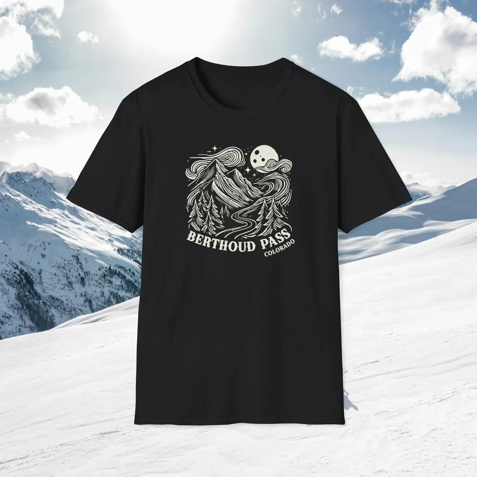 Berthoud Pass Colorado T Shirt Perfect for Skiers And Snowboarders Backcountry Touring Adventure Design vintage Washed