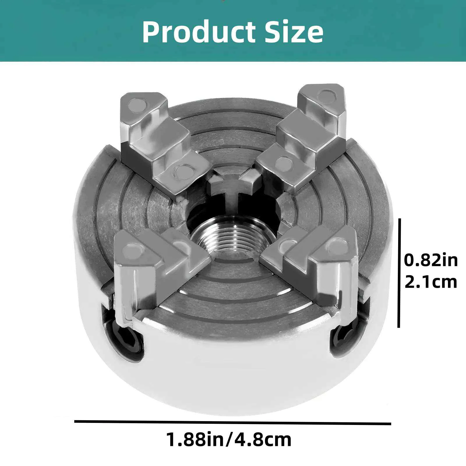 4-Jaw Wood Lathe Chuck Zinc Alloy Self Centering Wood Turning Chuck with Wrench & Connecting Rod For Grinding Drilling Adapter