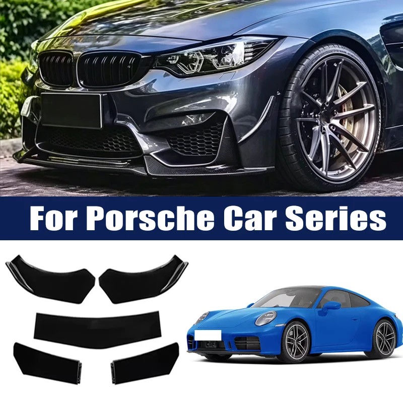 5Pcs Front Bumper Lip Body Kit, ABS Spoiler Splitter Canard For Porsche Cayenne Macan 718 911 Panamera Taycan Boxster Cayman