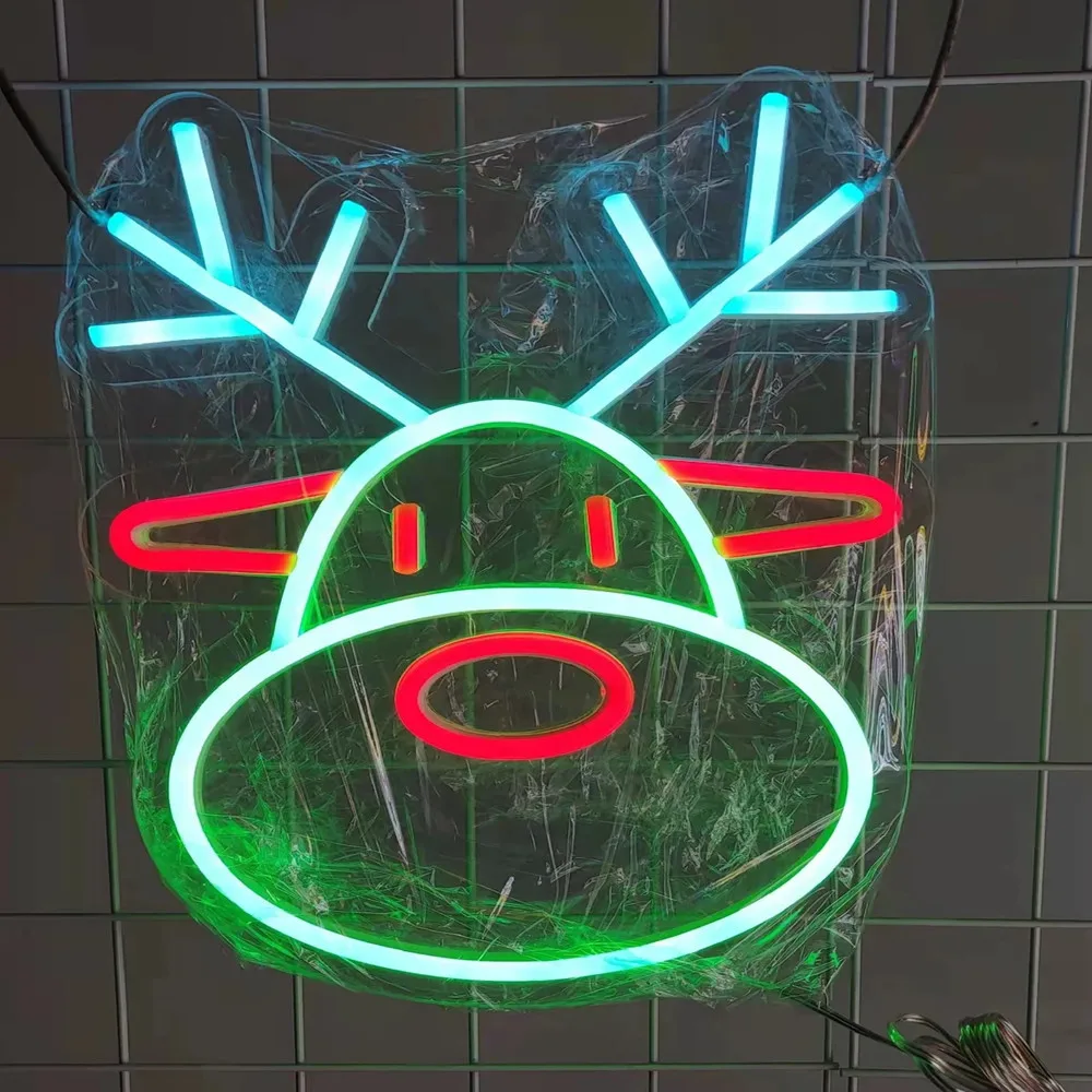 Avant-garde Neon Christmas Reindeer Neon Neon with Acrylic Plate Deer Neon Decoration Christmas Decoration Christmas Gift