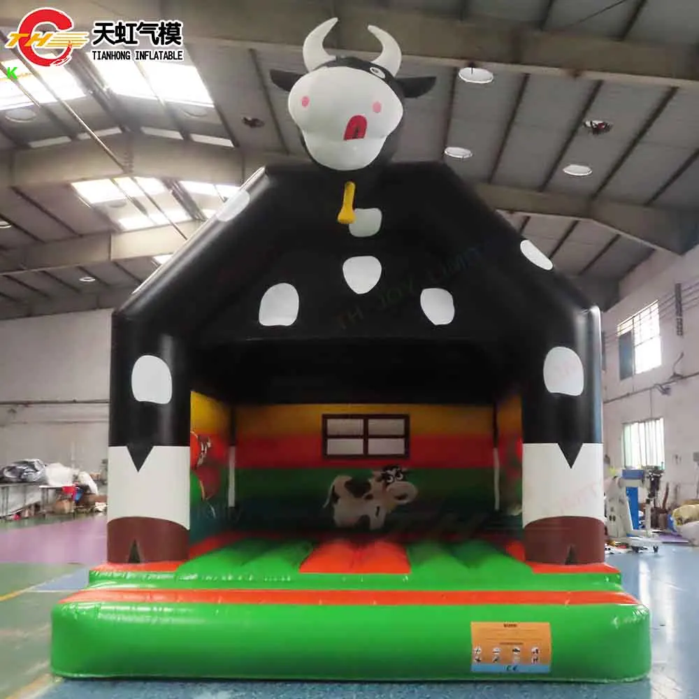 Castillo inflable comercial para niños, casa de rebote con soplador para fiesta de Carnaval, Milkcow, 4m/5m