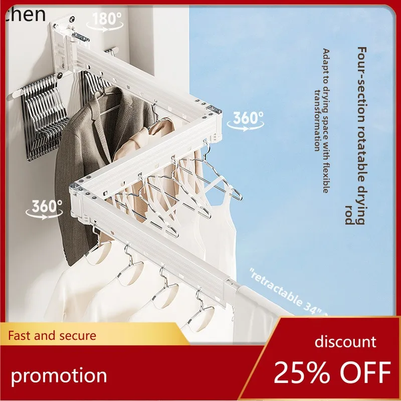 

YFY foldable clothes drying rack invisible telescopic clothes drying rod wall-mounted balcony outdoor indoor sill quilt