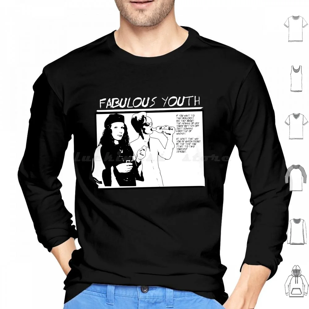 Fabulous Youth - Sudaderas con capucha versión negra de manga larga Absolutely Fabulous Abfab Ab Fab Edina Monsoon Joanna Lumley Sweetie
