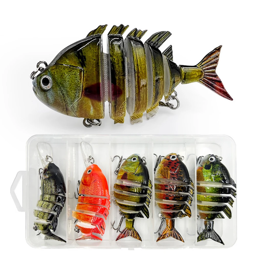 

6-Segmented Fishing Lures Artificial Fishing Lures Multi Jointed Swimbait Slow Sinking Lures For Freshwater Saltwater 5Pcs/set