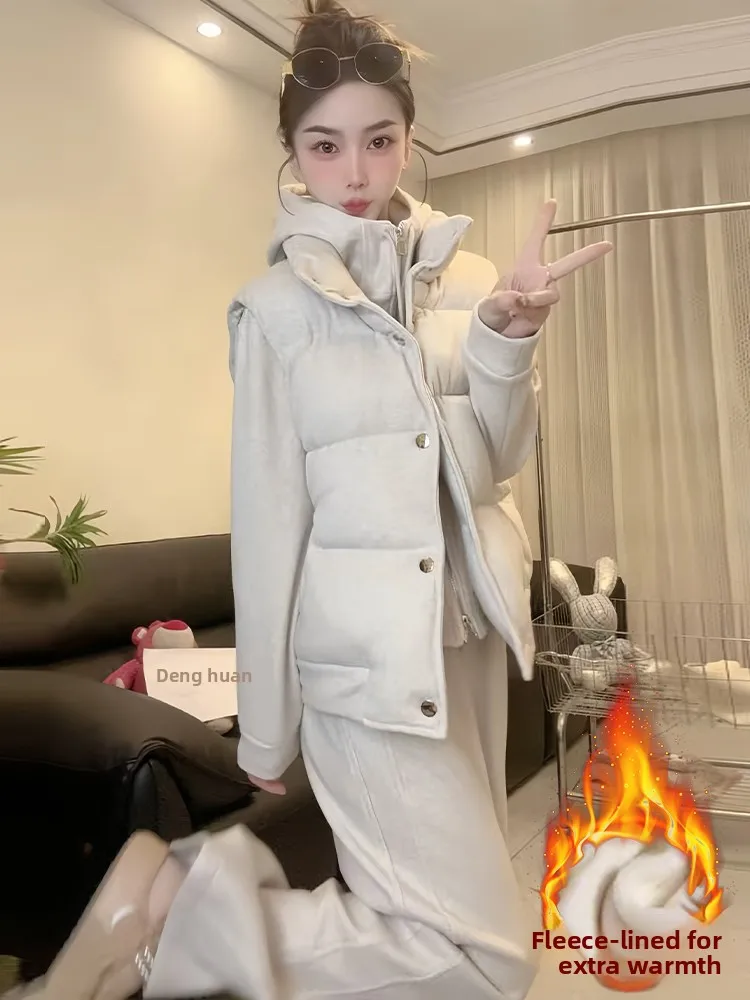 Thiened Fce Sweatirt Wide Leg Pants Vest Tee Piece Set Women's Casual Sportswear Winter 2025 New Sle Online Exclusive