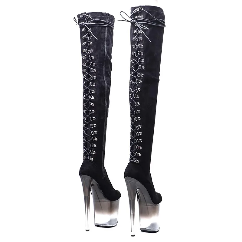 LAIJIANJINXIA New 20CM/8inches Suede Upper Modern Sexy Nightclub Dance Shoes High Heel Platform Women's Over-the-Knee Boots 501